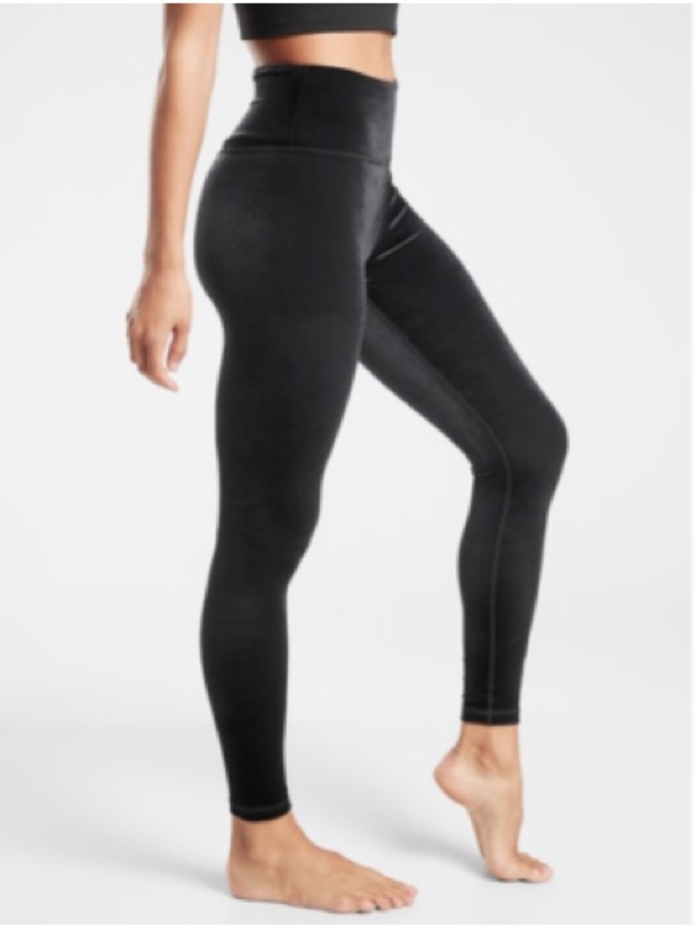 Athleta High Waist Women's Sz L Black Elation Velvet Tights